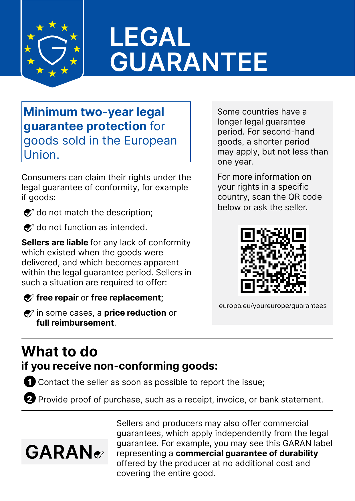 Official EU harmonised notice on the legal guarantee of conformity (English)