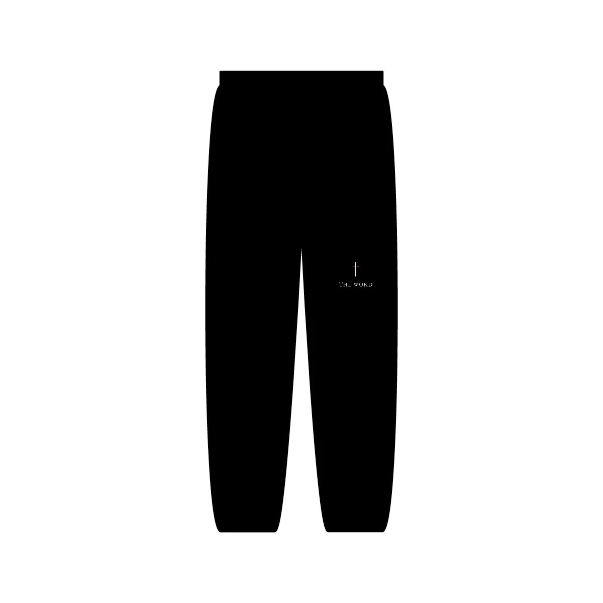 The Word unisex sweatpants in black, with a small cross and “The Word” on the left leg