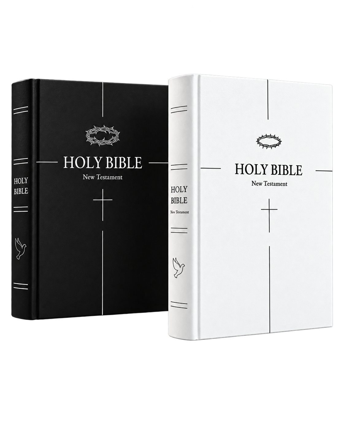 Black and White physical New Testament editions together
