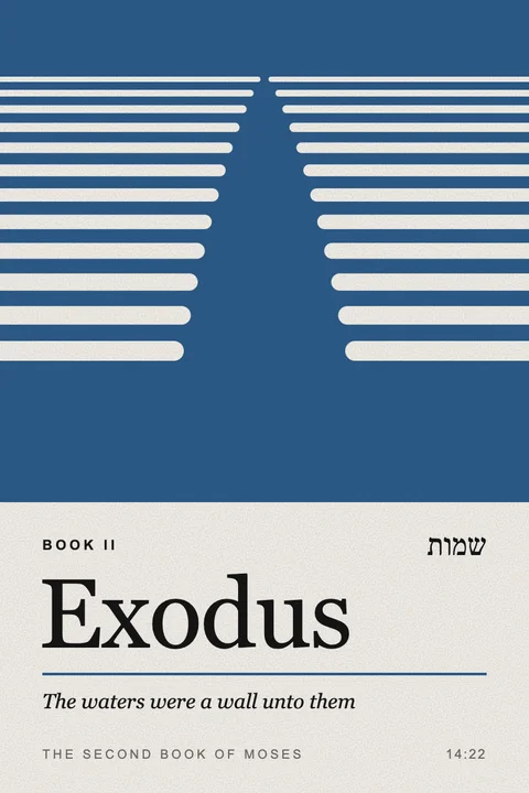 Exodus cover: Bands of water broken by a path that widens toward the reader.