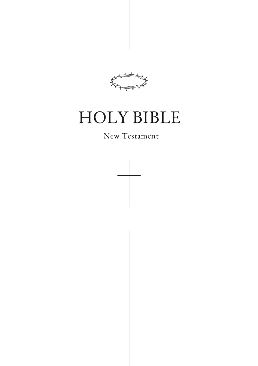 Actual White Edition front cover: Holy Bible, New Testament, crown of thorns and cross